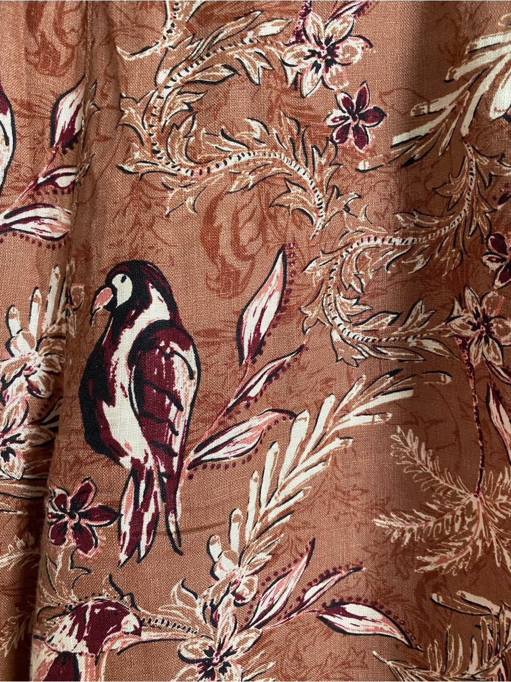 Tahari 100% Linen Wide Leg Pants-Bird Floral Print- Size M - Picture 4 of 5